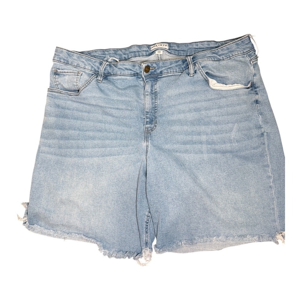 Ava & Viv Jean Shorts Womens 24W Light Wash Frayed Raw Hem Denim Plus Size 24